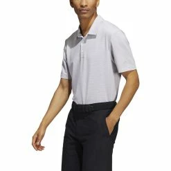 ADIDAS Ottoman Pencil Stripe Polo -Golf Shirts Shop adidas ottoman pencil stripe polo grey two white 01 12469.1679079623