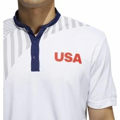 ADIDAS USA Olympics Friday Polo -Golf Shirts Shop adidas usa olympics friday polo white grey two dark blue 03 67774.1659042797