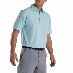 FootJoy 18 Holes Print Lisle Self Collar Polo