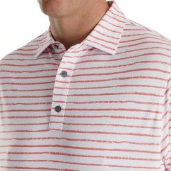 FootJoy Chalk Line Print Stretch Pique Self Collar Polo -Golf Shirts Shop footjoy chalk line print stretch pique self collar polo white coral 03 47598.1673905136