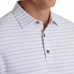 FootJoy Chalk Line Print Stretch Pique Self Collar Polo -Golf Shirts Shop footjoy chalk line print stretch pique self collar polo white lavender 03 64764.1673902032