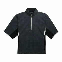FootJoy FJ Hydrolite Short Sleeve Rain Shirt -Golf Shirts Shop footjoy fj hydrolite short sleeve rain shirt charcoal black houndstooth 01 59041.1676494364