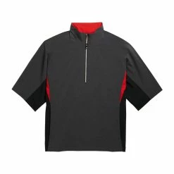 FootJoy FJ Hydrolite Short Sleeve Rain Shirt -Golf Shirts Shop footjoy fj hydrolite short sleeve rain shirt heather charcoal black red 01 91341.1676494364