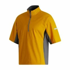 FootJoy FJ Hydrolite Short Sleeve Rain Shirt -Golf Shirts Shop footjoy fj hydrolite short sleeve rain shirt mustard charcoal black 01 53492.1676494358