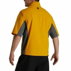 FootJoy FJ Hydrolite Short Sleeve Rain Shirt -Golf Shirts Shop footjoy fj hydrolite short sleeve rain shirt mustard charcoal black 03 73984.1676494359