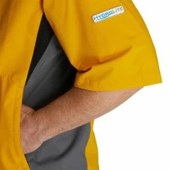 FootJoy FJ Hydrolite Short Sleeve Rain Shirt -Golf Shirts Shop footjoy fj hydrolite short sleeve rain shirt mustard charcoal black 04 63478.1676494359