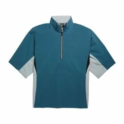 FootJoy FJ Hydrolite Short Sleeve Rain Shirt -Golf Shirts Shop footjoy fj hydrolite short sleeve rain shirt petrol blue white check 01 34136.1676494363