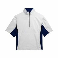 FootJoy FJ Hydrolite Short Sleeve Rain Shirt -Golf Shirts Shop footjoy fj hydrolite short sleeve rain shirt white royal black houndstooth 01 30510.1676494363