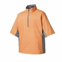Golf Shirts Shop -Golf Shirts Shop footjoy hydrolite short sleeve rain shirt previous season style orange check charcoal black 01 22935.1632930642