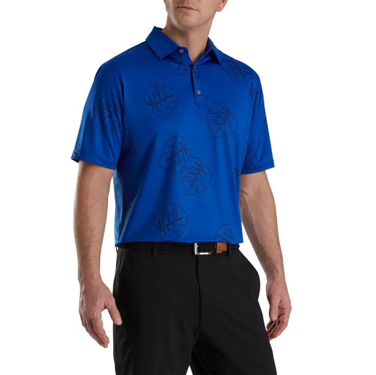 FootJoy Jungle Leaf Print Lisle Self Collar Polo 3 FootJoy Jungle Leaf Print Lisle Self Collar Polo