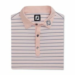 FootJoy Lisle Accented Stripe Self Collar Polo - FJ Logo -Golf Shirts Shop footjoy lisle accented stripe self collar polo fj logo pink white graphite 01 96048.1673903199