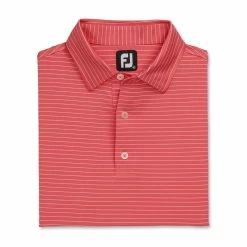 FootJoy Lisle Classic Pencil Stripe Polo -Golf Shirts Shop footjoy lisle classic pencil stripe polo flamingo white 04 23203.1673900677