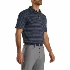 FootJoy Lisle Classic Pencil Stripe Polo -Golf Shirts Shop footjoy lisle classic pencil stripe polo navy white 01 06867.1673906209