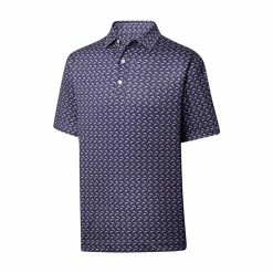 FootJoy Lisle Leaping Dolphins Print Self Collar Polo -Golf Shirts Shop footjoy lisle leaping dolphins print self collar polo navy lavender 01 81558.1648733386