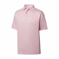 FootJoy Lisle Leaping Dolphins Print Self Collar Polo -Golf Shirts Shop footjoy lisle leaping dolphins print self collar polo pink graphite 01 26770.1648733386