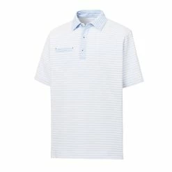 FootJoy Lisle Mixed Pinstripe Self Collar Polo -Golf Shirts Shop footjoy lisle mixed pinstripe self collar polo white lagoon 01 39911.1632336266