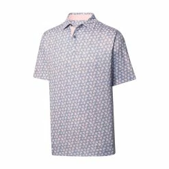 FootJoy Lisle Shadow Palm Print Self Collar Polo -Golf Shirts Shop footjoy lisle shadow palm print self collar polo graphite quartz pink 01 14961.1649086936