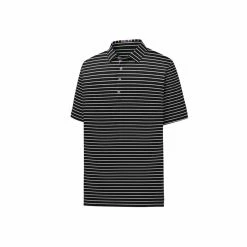 FootJoy Pique Mixed Stripe Self Collar Polo -Golf Shirts Shop footjoy pique mixed stripe self collar polo black white 01 62661.1632336474