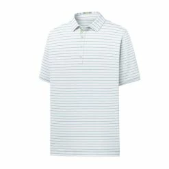 FootJoy Pique Mixed Stripe Self Collar Polo -Golf Shirts Shop footjoy pique mixed stripe self collar polo white ice blue 01 69218.1632336474