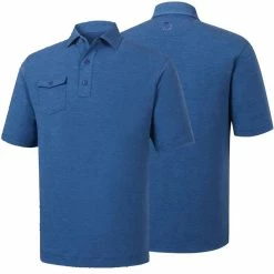FootJoy Spun Poly Chest Pocket Polo - Self Collar - Closeout -Golf Shirts Shop footjoy spun poly chest pocket polo self collar heather indigo 01 22965.1632420481