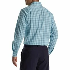 FootJoy Stretch Woven Gingham Shirt -Golf Shirts Shop footjoy stretch woven gingham shirt denim azure 02 57650.1671654473