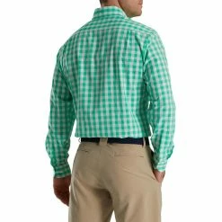 FootJoy Stretch Woven Gingham Shirt -Golf Shirts Shop footjoy stretch woven gingham shirt light sea green white 02 77187.1671651623