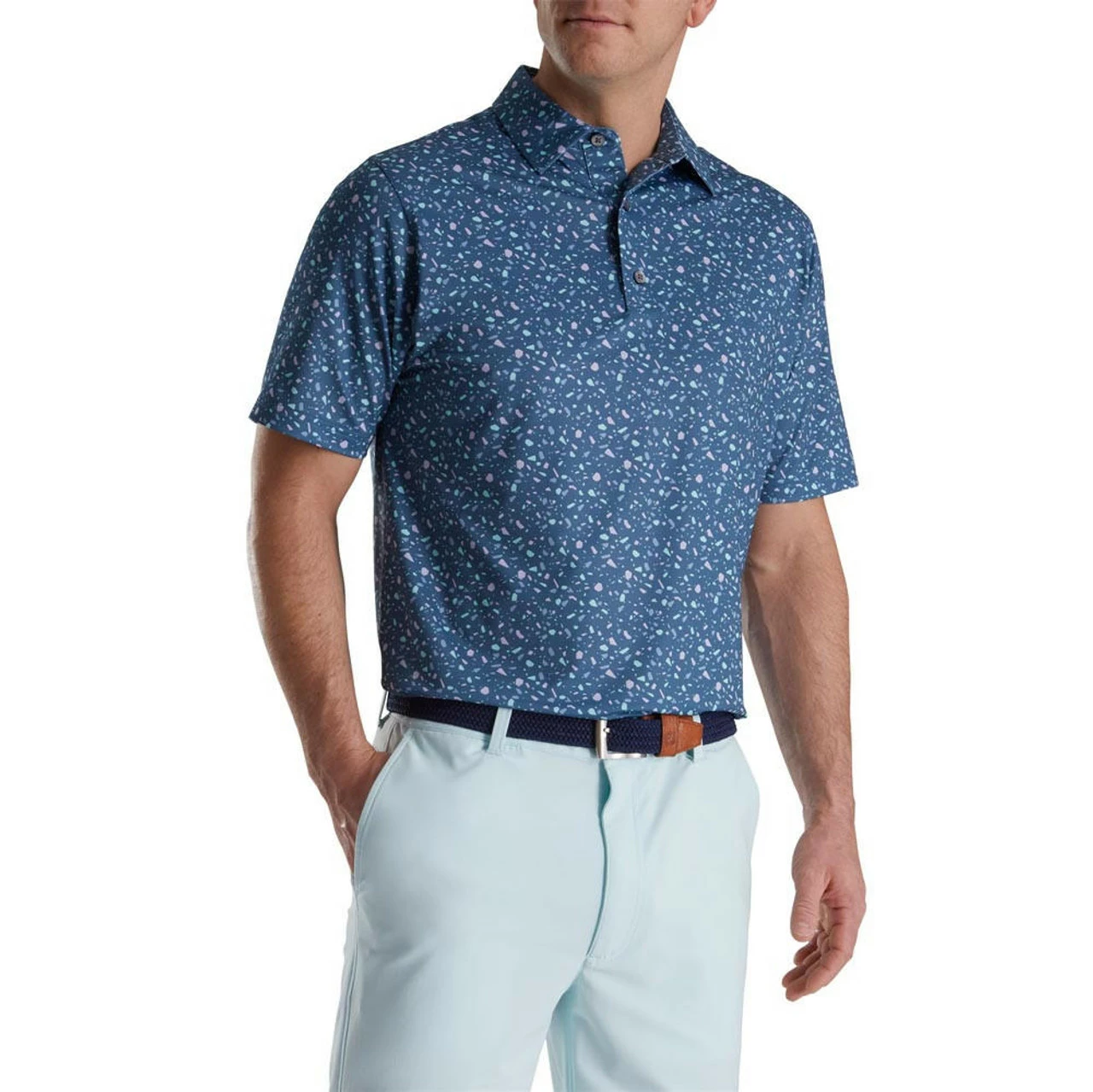 FootJoy Terrazzo Print Lisle Self Collar Polo 3 FootJoy Terrazzo Print Lisle Self Collar Polo