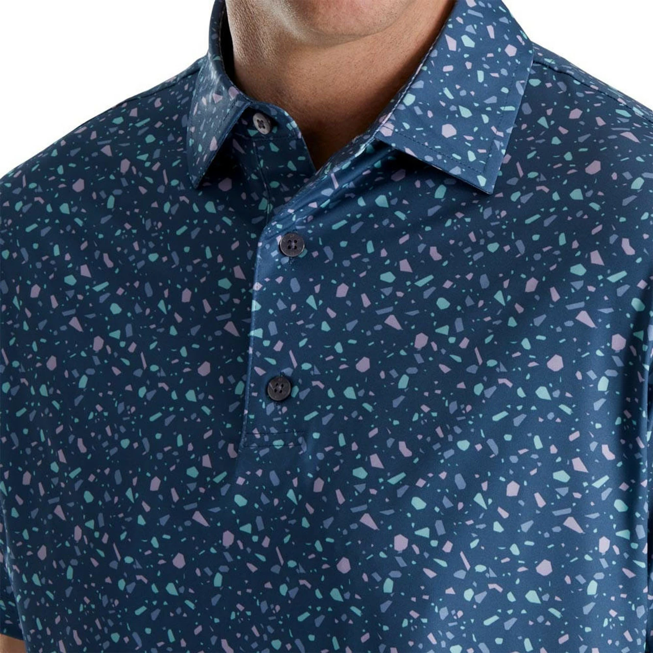 FootJoy Terrazzo Print Lisle Self Collar Polo 5 FootJoy Terrazzo Print Lisle Self Collar Polo - Image 3