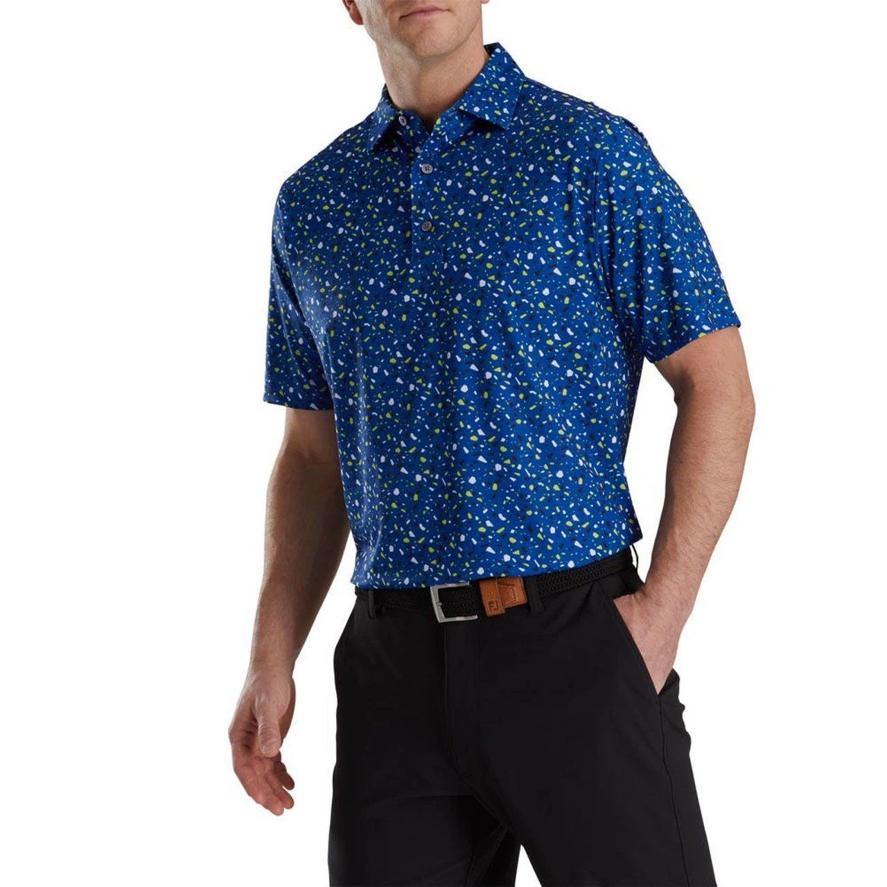 FootJoy Terrazzo Print Lisle Self Collar Polo 7 FootJoy Terrazzo Print Lisle Self Collar Polo - Image 5