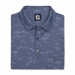 FootJoy Tropic Golf Print Lisle Self Collar Polo -Golf Shirts Shop footjoy tropic golf print lisle self collar polo bluestone denim 04 23864.1673906601