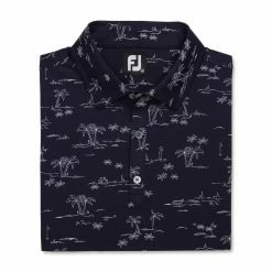 FootJoy Tropic Golf Print Lisle Self Collar Polo -Golf Shirts Shop footjoy tropic golf print lisle self collar polo navy white 04 04187.1673900466