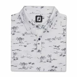 FootJoy Tropic Golf Print Lisle Self Collar Polo -Golf Shirts Shop footjoy tropic golf print lisle self collar polo white black 04 49339.1673906903